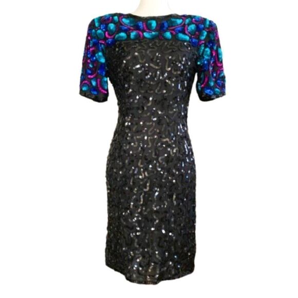 Laurence Kazar Dresses & Skirts - Vintage Laurence Kazar 1980’s 100% Silk Dolly Parton Sequin Cocktail Dress PL